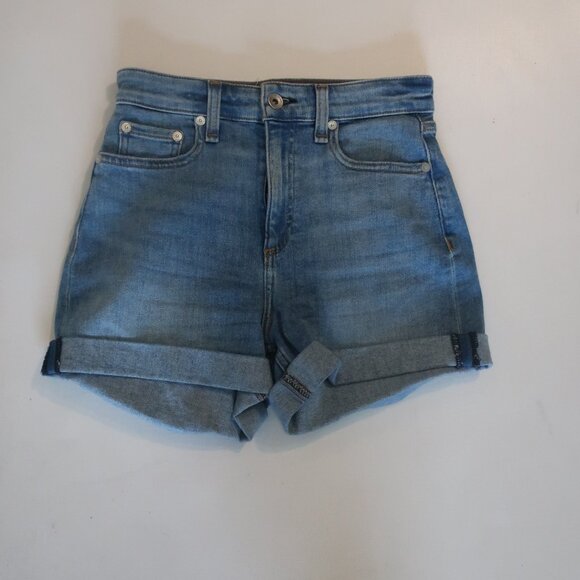 Womens Rag & Bone Harper Blue Rolled Cuff Nina High Rise Shorts 23 COLOR: HARPER - Picture 2 of 8